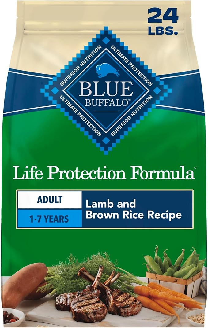 Blue Buffalo Life Protection Formula Lamb Adult Dry Dog Food, 24 lb | Real Lamb #1 Ingredient, Supports Immunity with Antioxidant-Rich LifeSource Bits, Promotes Healthy Muscle Development