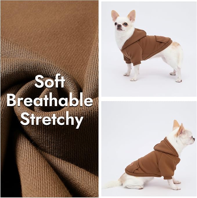 2 Pack Dog Hoodie Warm Hood Dog Sweater Cold Weather Small Dogs Sweatshirt Comfort Pet Clothes for Small Medium Dogs with Pockets Cats Chihuahua Clothes for Male Female Girl Boy Sporty Daily Wear