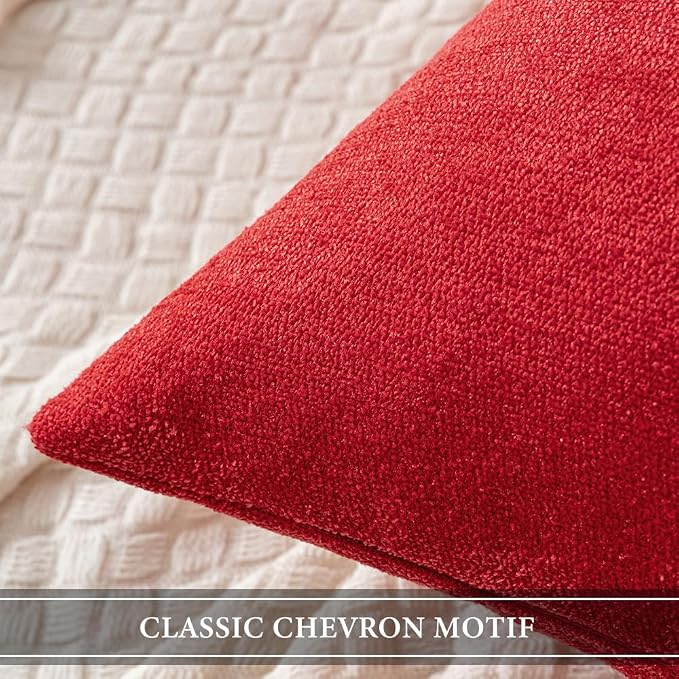 MIULEE Pack of 2 Red Decorative Pillow Covers 18x18 Inch | Soft Chenille Couch Throw Pillows Farmhouse Cushion Covers for Home Decor Sofa Bedroom Living Room