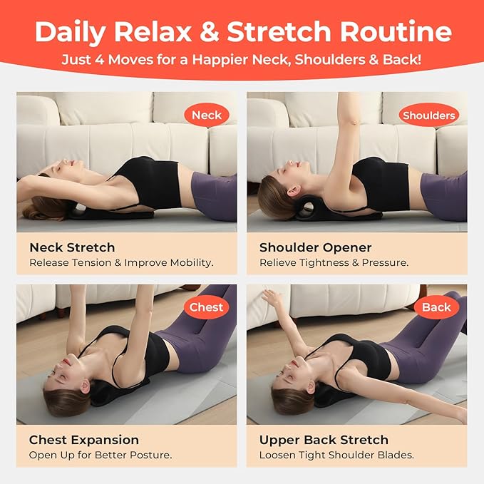 Neck and Shoulder Relaxer, Firm 18-Node Cervical Traction Pillow | Trigger-point neck stretcher, high-density foam, short daily use for neck, shoulder and upper-back tension; not for sleep