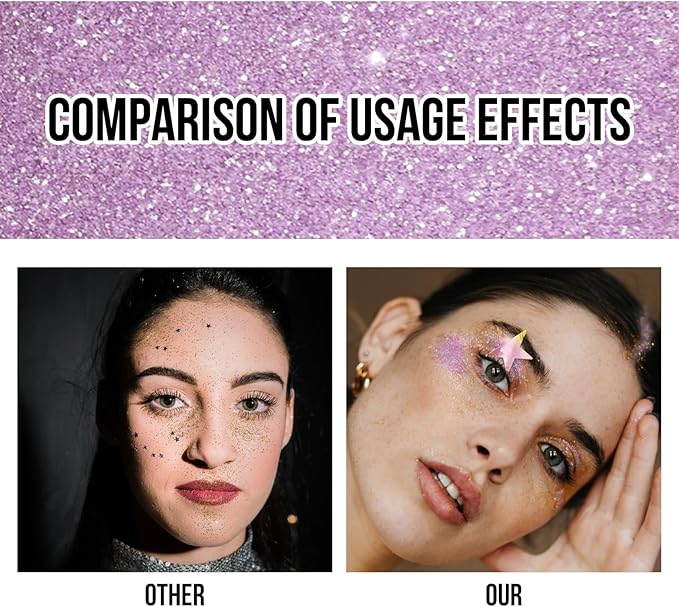 Brzeaf Waterproof Purple Glitter Stick, Shimmery&Long Lasting, Christmas Chunky Glitter for Face/Body/Hair/Eyes, Singer Concert Music Rave Festival, Glitter Stick Makeup for Women Men