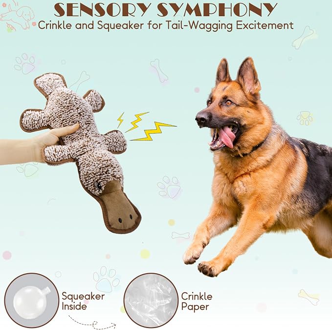 No Stuffing Dog Squeak Toys, 5 Pack Chew Toys for Small to Large Puppies | Durable Plush Puppy Teething Toys, Interactive to Keep Pets Busy, Toss Fetch Tug Play, Best Birthday Gift