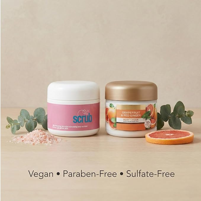 Exfoliating & Hydrating Body Care Set, Himalayan Pink Salt Scrub and Grapefruit & Red Ginger Body Cream, Plant-Based Moisturizing Duo, Helps Exfoliate & Hydrate, Soft Smooth Skin Feel, Vegan