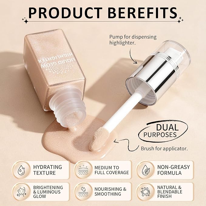 AWCCXMYM Liquid Highlighter & luminizer Longwear Body Shimmer Highlighter Makeup Hydrating Glotion for Radiant Glow Lightweight Dewy Finish Face Makeup #Light Glow