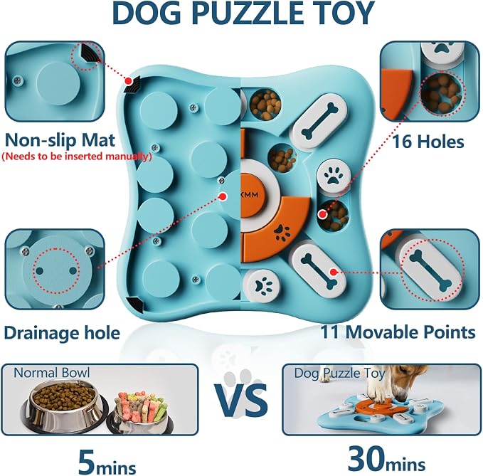 FOXMM Interactive Dog Treat Puzzle Toys for IQ Training&Mental Stimulating | Fun Slow Feeder,Large Medium Small Dogs Enrichment Toys with Squeak Design,Ideal Gifts for Puppies,Cats,Dogs