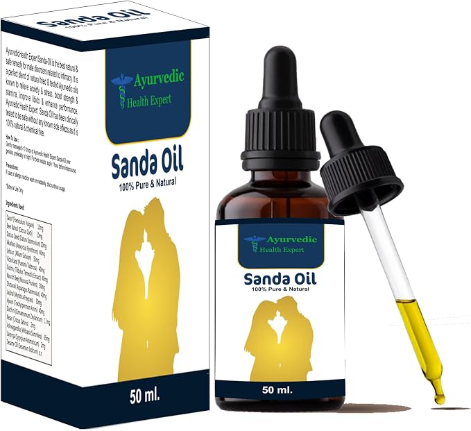 Sanda Herbal Massage Oil for Men | Natural Ayurvedic Blend with Safed Musli, Ashwagandha & Sesame Oil 50 ml (1.6 fl oz)