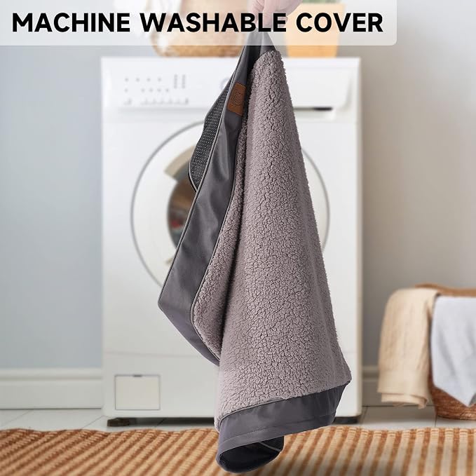 Sunheir Extra Large Orthopedic Dog Bed, XXL Waterproof Dog Crate Bed, Grey | Removable Machine Washable Cover, Egg Crate Foam Support, Easy-Clean, Anti-Slip Bottom, Soft Pet Bed Mat for Crate, 44x32in