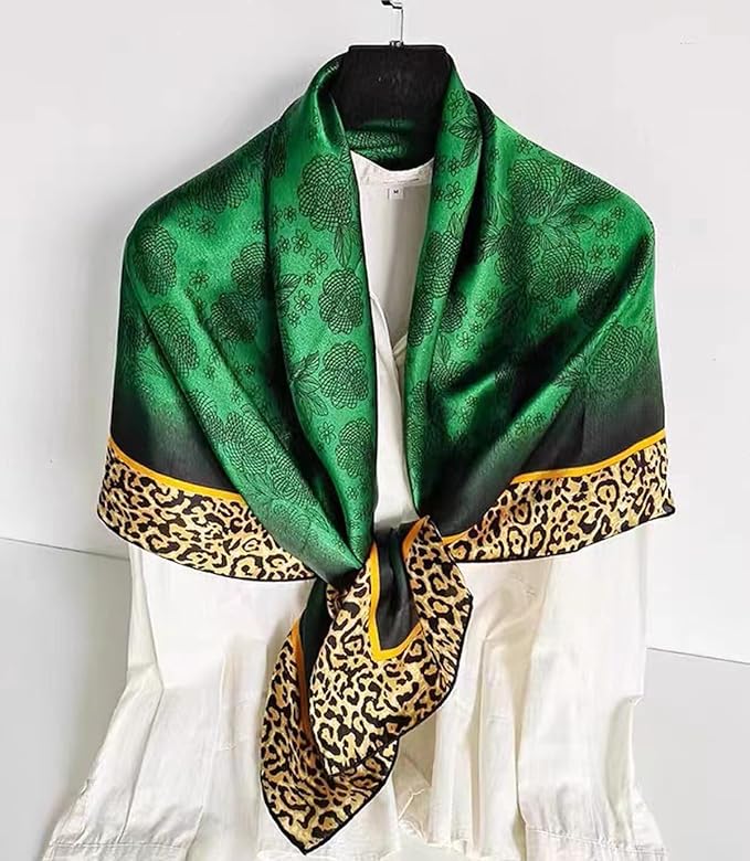 K-Elewon Large Square Scarf 43" Silk Scarf Fashion Scarves Silk Feeling Hair Wrapping Scarfs Night Sleeping Headscarf