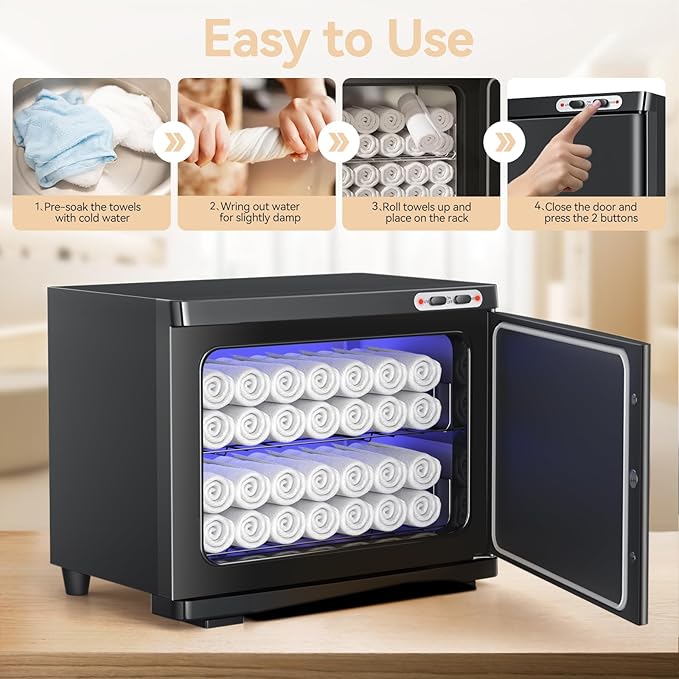 Hot Towel Warmer for Spa, Thermostatic Towel Heater, 2-in-1 Professional Mini Towel Warmer, Beauty Salon and Spa Towel Warmers for Facial.(20L-Black)