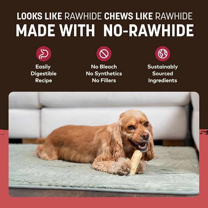 Earth Animal No Hide Dog Chews - Small Rolls 6 Count Bacon Cheeseburger | Small Rolls Bacon Cheeseburger Flavored Natural Rawhide Free Long Lasting Dog Chews - Pet Treats for Small Dogs