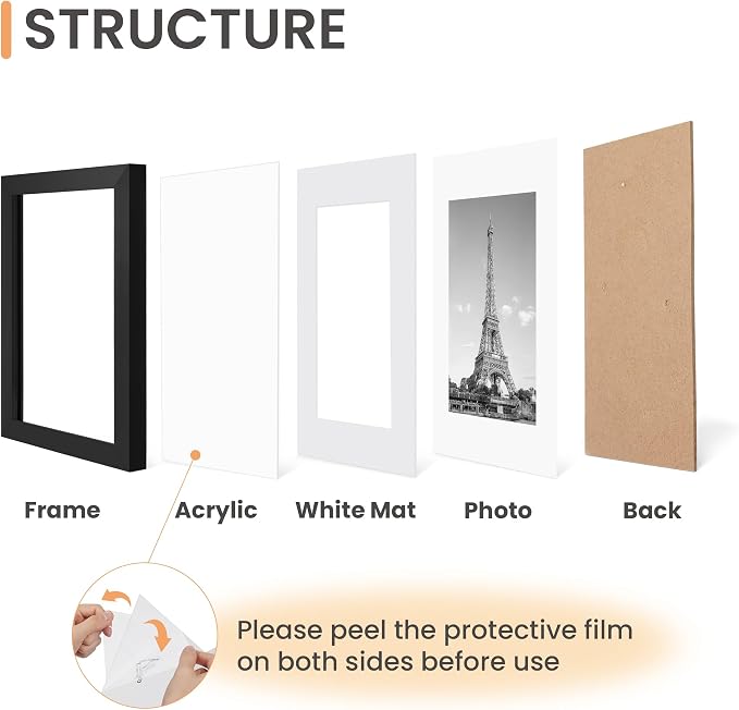 upsimples 11x17 Picture Frame Set of 10, Display Pictures 9x15 with Mat or 11x17 Without, Multi Photo Frames Collage for Wall Display, Black | Fit 9x15 and 11 x 17 Photos, Wall or Tabletop Display, For Gallery Hallway Living Room, For Christmas