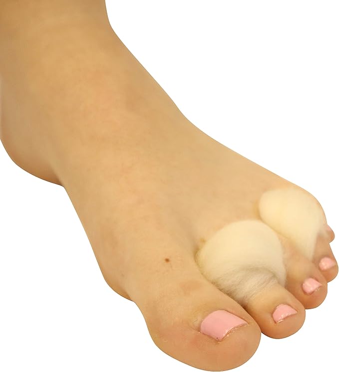 Lambs Wool for Feet Super Soft Cushioning and Toe Seperator - 3/8 oz - Lambs Wool for Toes for Hiking, Dance, Walking and Running - 2 Pack