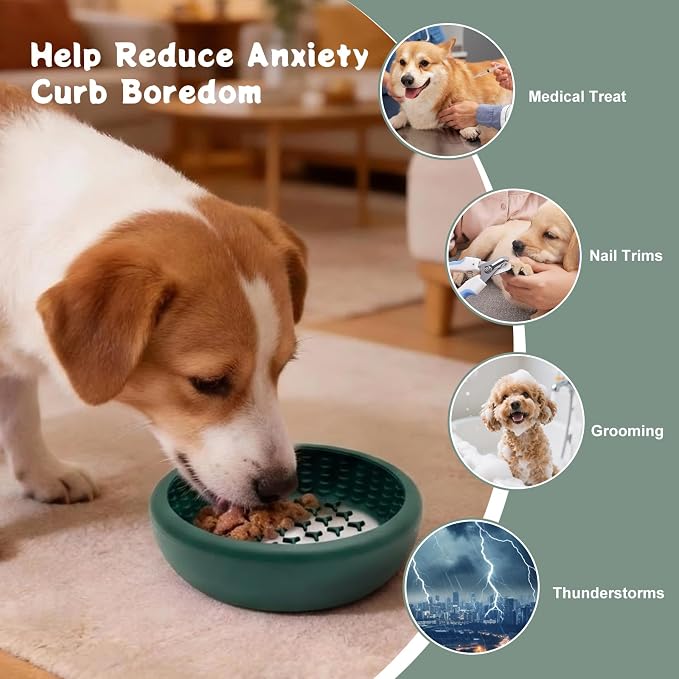Dog Lick Bowl, Anxiety Relief Slow Feeder Lick Bowls for Dogs(Green, Small)