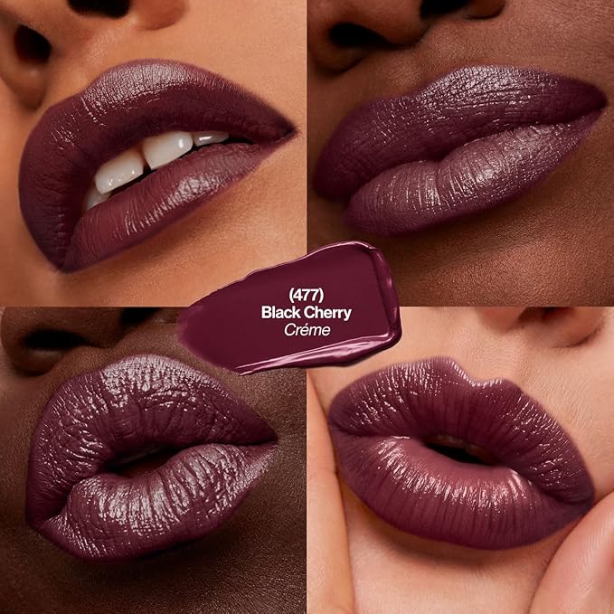 REVLON Super Lustrous Lipstick, Creamy Formula For Soft, Fuller-Looking Lips, Moisturized Feel, 477 Black Cherry, 0.15 oz (Pack of 2)