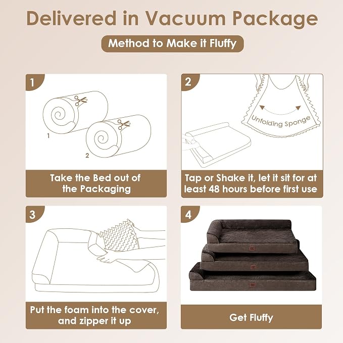 EHEYCIGA Memory Foam Dog Bed Large Size Dogs, Orthopedic Dog Bed Large with Washable Removable Cover, Waterproof Pet Sofa Couch with Nonskid Bottom, 36x27x6, Brown | Washable Removable Cover, Waterproof Flat Pet Sofa Couch with Nonskid Bottom, 36x27x6