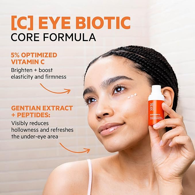 SVR C Biotic Eye Contour Cream. 5% Vitamin C Moisturizer for Puffiness, Dark Circles, Brightening & Even Skin Tone. Vegan, Made in France, 1 Fl. Oz.