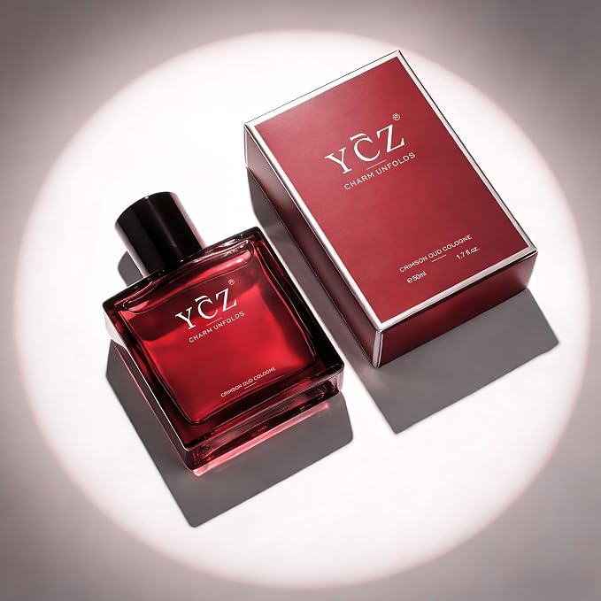 Ycz CRIMSON OUD Cologne for Men - Eau De Parfum - 1.7oz Long-Lasting Unique Oriental Woody Perfume with Rose, Raspberry, Papyrus & Amber, Ideal for Everyday Use and Special Occasions