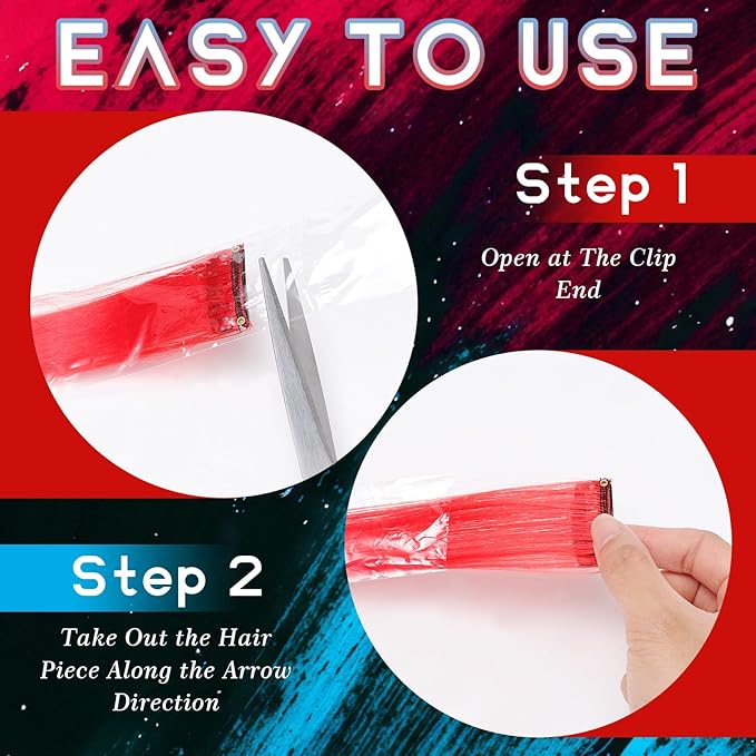 Halloween Makeup Kit for Harley Quinn Cosplay, Red and Blue Clip in Hair Extensions & Face Body Paint Stick, Black Eyeliner Stamp, Costume Accessories for Harley Quinn SFX Looks