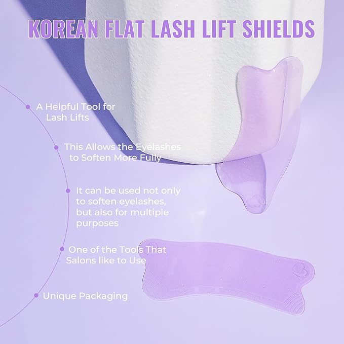 Libeauty Flat Lash Lift Shields, Glueless Ultra-Thin Korean Silicone Softening Pads for No.1 Perm Step Only, Reusable & Self-Adhesive Eyelash Lift Pads for Salon & DIY Home Use 1 Pair