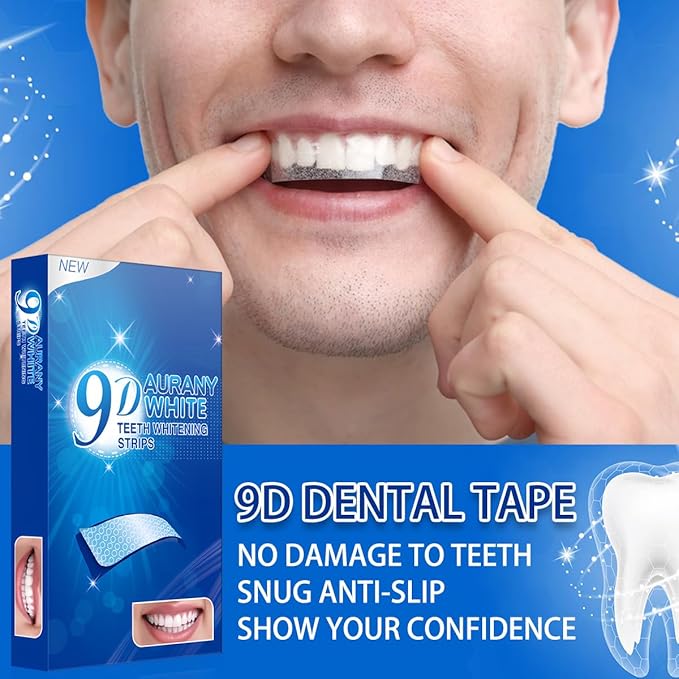 9D Sensitive Teeth Whitening Strips- Professional Enamel-Safe Formula, Fast Stain Removal for Coffee Drinkers & Smokers, Sensitivity-Free Whitening Kit-21Pairs (42Strips)
