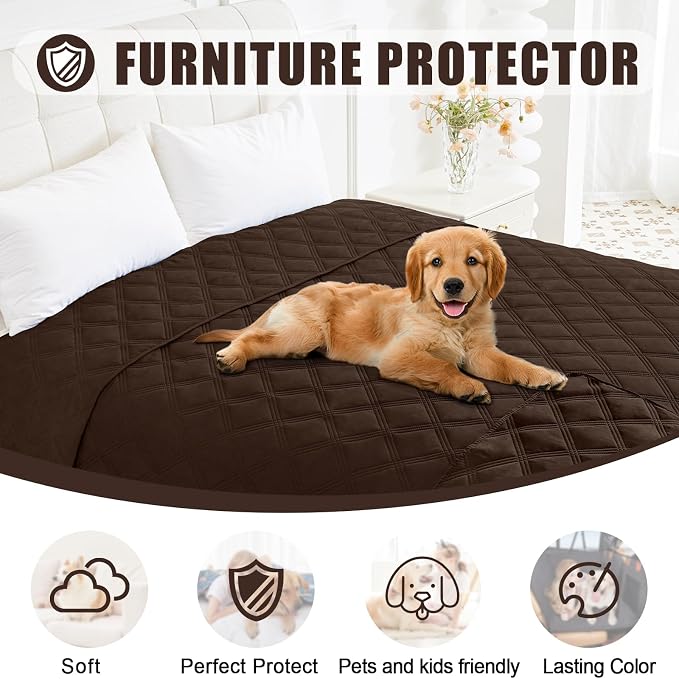 Smiry Waterproof Dog Bed Cover, Reversible Pet Blanket for Sofa Couch | Soft Washable Dog Blanket, Leakproof Couch Cover for Dogs Cats & Furniture Protection, 40x80, Chocolate/Chocolate