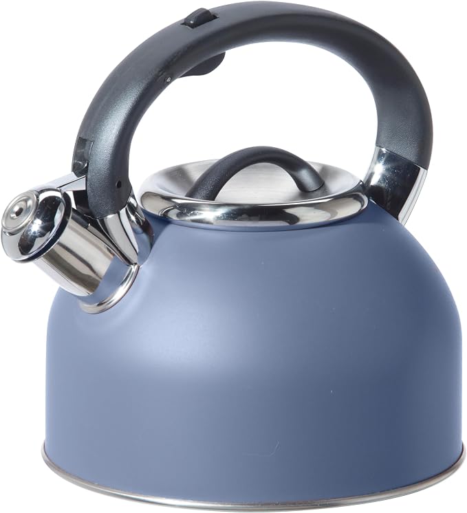 OGGI Tea Kettle for Stove Top - 64oz / 1.9lt, Stainless Steel with Loud Whistle, Ideal Hot Water Kettle and Water Boiler - Blue