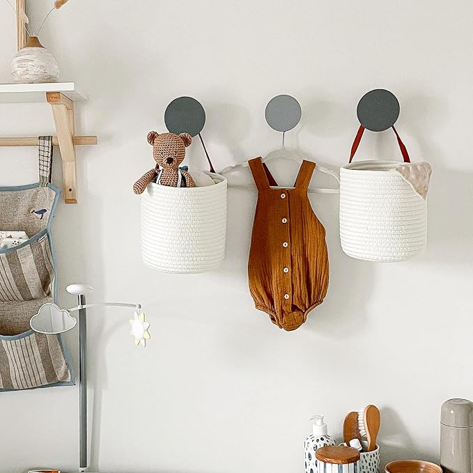 Goodpick 2 Pack Cotton Rope Wall Hanging Baskets for Home Decor | Boho Woven Hanging Plant Basket Decor, Decorative Basket for Home, Size 7.87×7×11.7 Inches for Wall Flower & Home Storage