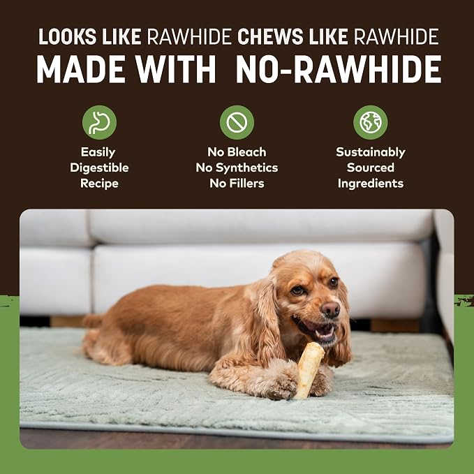Earth Animal No Hide Dog Chews - Rawhide Free Small Rolls 2 Count Pork | Small Rolls Pork Flavored Natural Rawhide Free Long Lasting Dog Chews - Pet Treats for Small Dogs