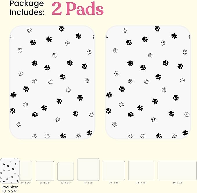 Super Absorbent Washable Pee Pads for Dogs - 2-Pack Superior Reusable Puppy Pads Pet Training Pads –100% Waterproof Dog Pee Pad Protects Against Urine Leakage Non-Slip Grip Prevents Slipping& Bunching