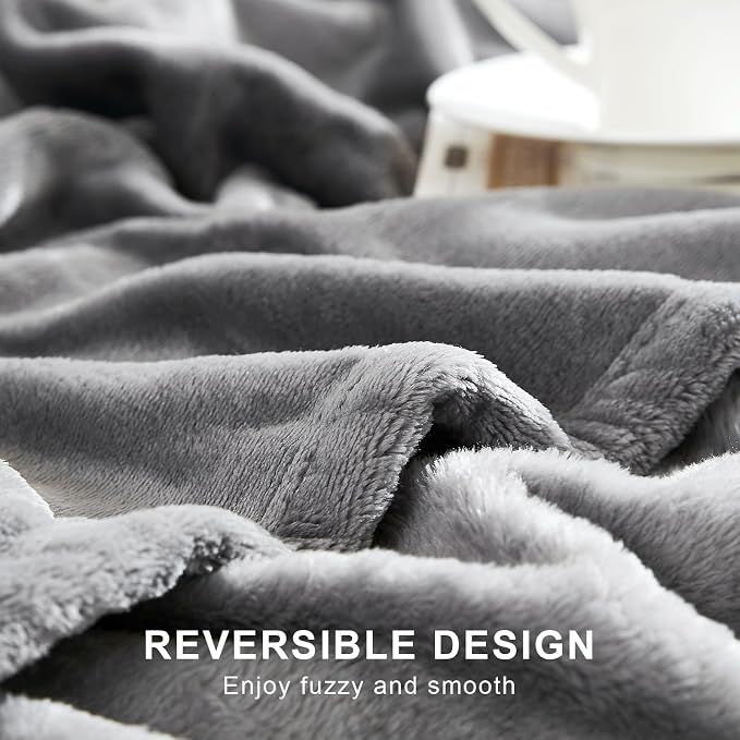 Hansleep Twin Grey Fleece Blanket, Soft Flannel Bed Blanket | Fuzzy Cozy Blanket 60 x 80 Inches, Multi-use for Bed, Sofa, Couch, Travel, Camping, All Season Warm Lightweight Cover