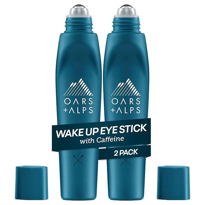 Oars + Alps Wake Up Eye Roller and Eye Depuffer, Infused with Caffeine and Aloe Vera, TSA Friendly, 0.5 Oz, 2 Pack
