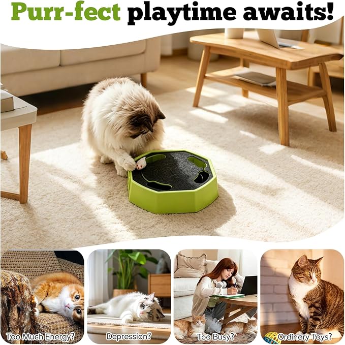 Automatic Cat Toy, Rechargeable Interactive Cat Toy with 4 Modes & Sounds