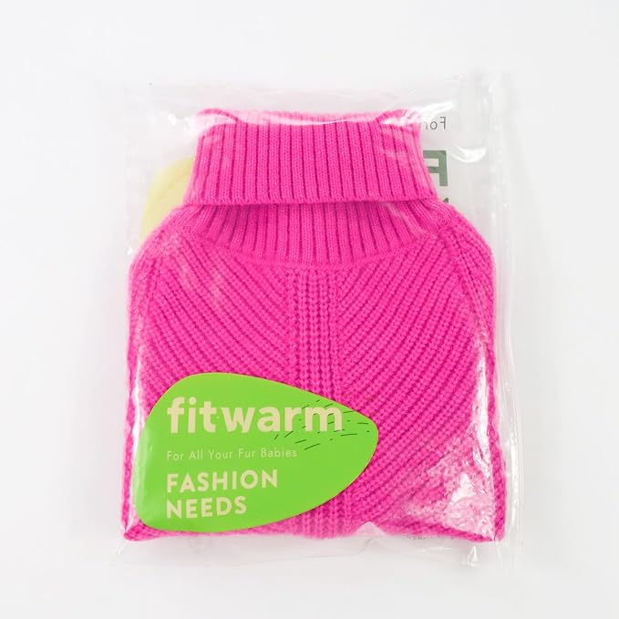 Fitwarm Valentines Dog Turtleneck Sweater, Dog Winter Clothes for Small Dogs Girl, Knitted Pet Coat, Cat Outfit, Hot Pink, XS
