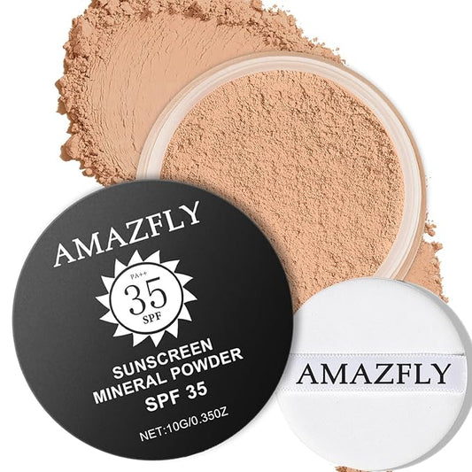 Mineral Powder Foundation, SPF 35, Talc-Free Lightweight Loose Powder for a Smooth & Matte Finish - Medium Coverage, Skin-improving Mineral Foundation (#06 Medium Beige Foundation Makeup)