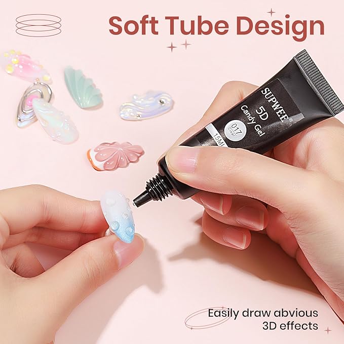 3D Nail Art Gel Clear Sculpting Gel for Nail Art Design DIY 3D Molding Gels for Painting Drawing Carving Nails Gels Nail Tube Home DIY Modeling Decoration Manicure