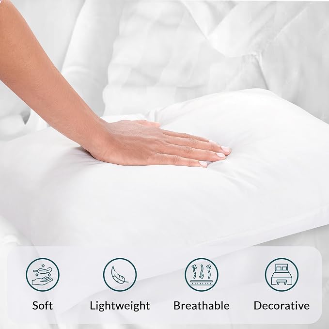 ROYALE LINENS 12 x 20 Pillow Insert - Down Alternative Throw Pillows Insert - Rectangle Pillow Pack of 1 White - Bed & Couch Pillows - Inner Cushion for Bed, Cushion for Living Room - Shams Stuffer
