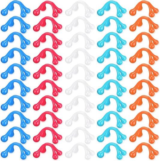 TrelaCo 50 Pack Four Point Massage Tools Christmas for Employees Gift White Elephant Gift 4 Legged Massage Knobs Portable Palm Shaped Manual Back Massager Handheld(Multicolored)