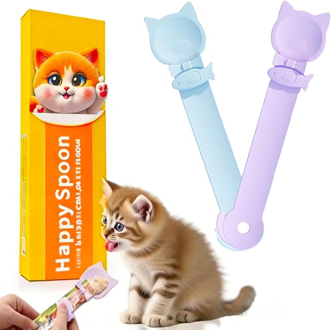 LICKJIMO-2PCS Cat Treat Feeder Spoon for Kitten churu(2 Colors) | big size