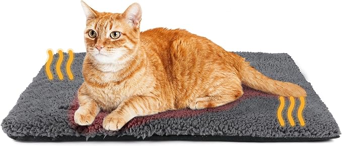 Mora Pets Self Warming Cat Bed Self Heating Cat Dog Mat Pet Pad Extra Warm | Self Heated Cat Bed for Indoor Outdoor Pet House, Removable Washable Cover, Non Slip Bottom, Crinkle-Free, No Plug, 29.1x18.9