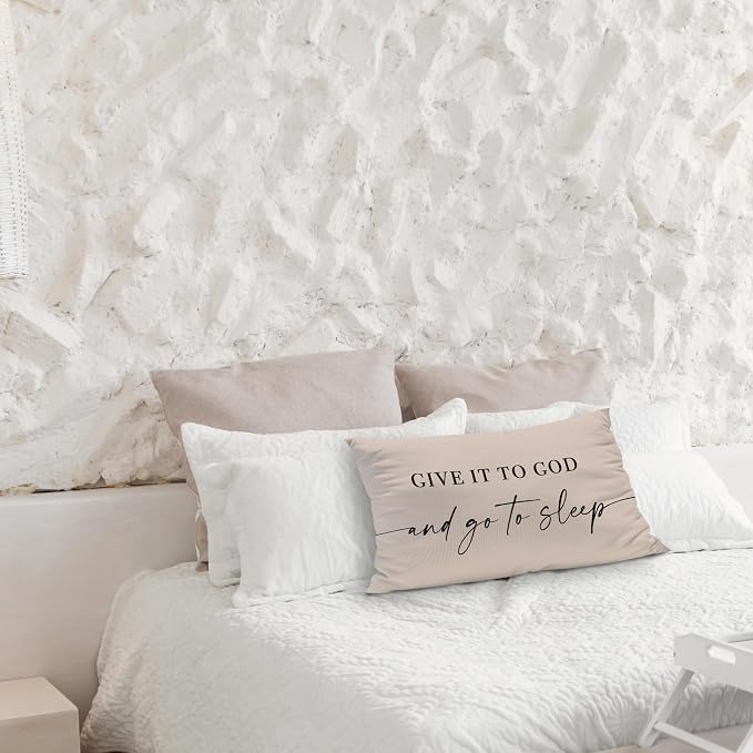 Give It to God and Go to Sleep, Decorative Pillows Cover for Bed, Throw Pillows Cover for Bed,12x20 Inch Pillow Case,Decorative Bed Pillows Cover for Bedroom Room (12x20, Tawny)