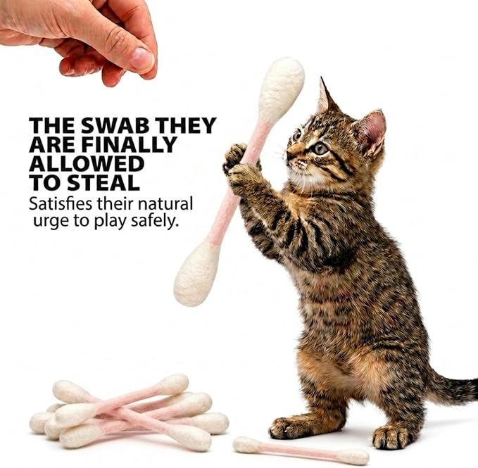 Glaciart One Swabs Cat Toys with Catnip - 6 Pk | Durable for Chew, Cute Cat Toys Interactive Kitty for Boredom, Exercise, & Play | Filled w/Organic Catnip for Anxiety & as Digestive Aid | Gift Idea