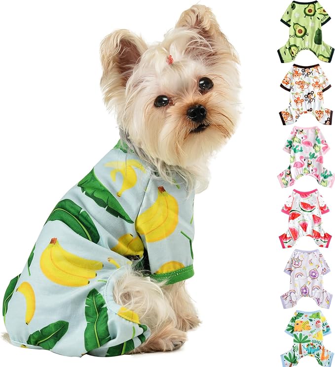 Dog Pajamas for Small Dogs Boy Girl, Dog Clothes Tiny Chihuahua Yorkie Spring Summer Shirt, Cute Puppy Outfit Pjs Jumpsuit Cat Onesie Apparel Pet Clothes