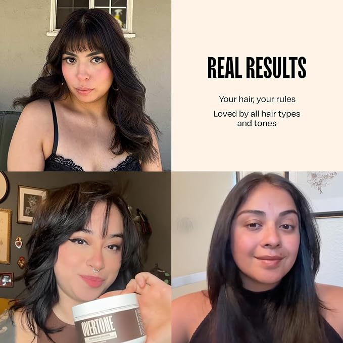 Overtone Semi Permanent Hair Color Conditioner, Espresso Brown, 8 oz, Nourishing, Damage-Free, Color Depositing Mask for All Hair Types with Shea Butter & Coconut Oil, Vegan & Cruelty-Free