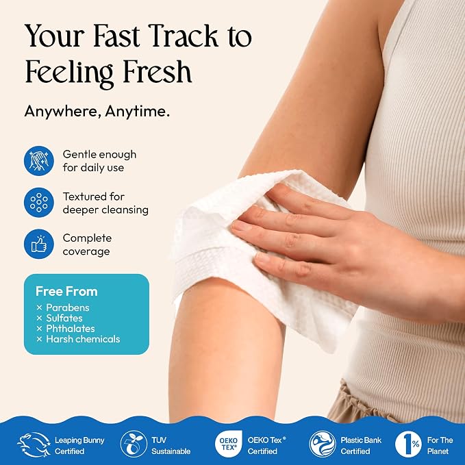 FOMIN Acidified Travel Deodorant Mini Wipes For Women & Men- Fragrance Free - 288 Count - pH Balanced, Biodegradeable Mini Deodorant Travel Size Wipes - Plastic-Free, Underarm Body Wipes