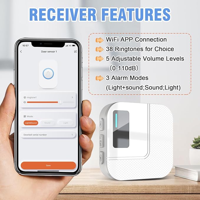 ChunHee WiFi Smart Dog Door Bell for Potty Training to Go Outside–Wireless Doggy Doorbell with Tuya Phone Notification–Waterproof Touch Button and Adjustable Volume, Multi-User Alerts(1 Dog Buttons)