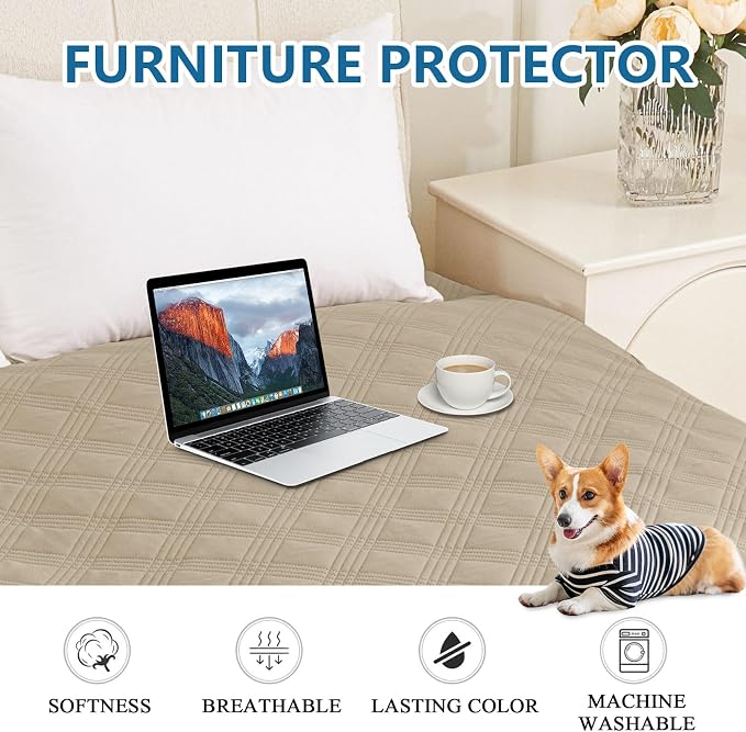Waterproof Reversible Dog Blanket, Soft Couch Cover for Dogs Washable | Dual-Sided Waterproof Pet Bed Blanket, Resist Stains Spills & Pet Hair, Practical Furniture Protector For Pets, Size 52"x82"