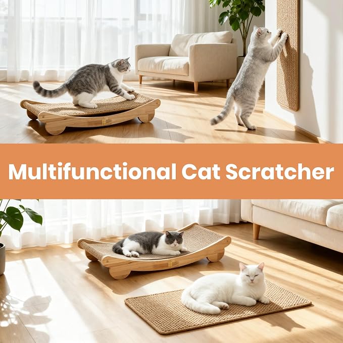Extra Large 31.5" Cat Scratcher Bed & Mat Set | Cat Scratch Pad&Bed – Cat Wall Scratcher Protects Sofas and Furniture – Ideal for Indoor Cats to Scratch and Rest