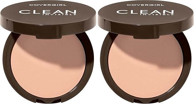 Covergirl Clean Invisible Pressed Powder,Lightweight,Breathable,Vegan Formula,130 - Classic Beige,0.38oz,(Pack of 2)