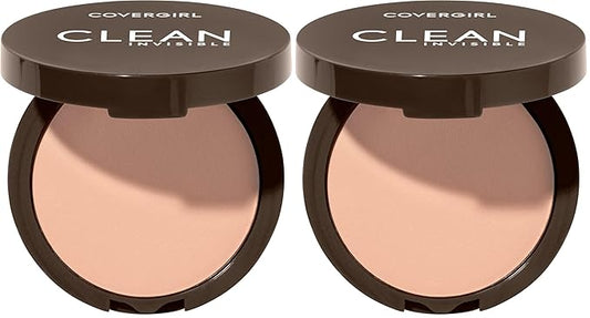 Covergirl Clean Invisible Pressed Powder,Lightweight,Breathable,Vegan Formula,130 - Classic Beige,0.38oz,(Pack of 2)