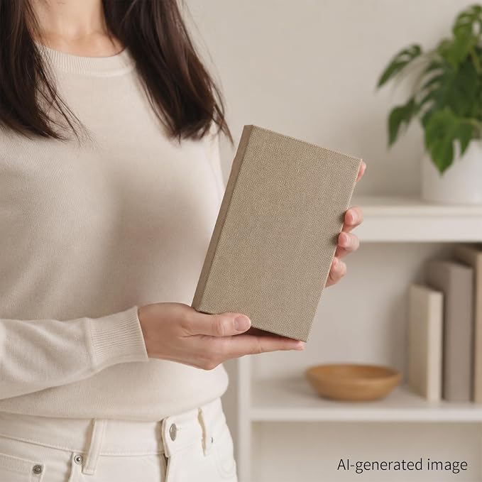DECOR4SEASON Modern Linen and Wood Decorative Faux Book Boxes Set of 3, 8" | Stackable Storage Boxes for Shelves, Coffee Table, and Office Organization (Earth Tones)